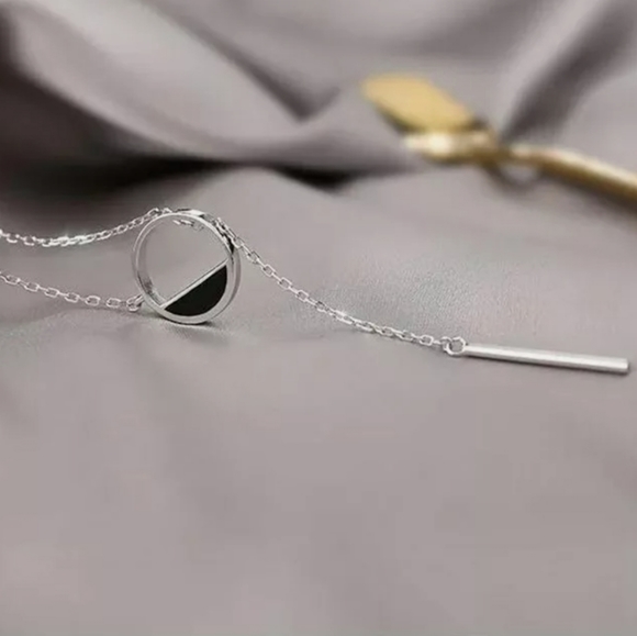 Silver Long Round Strip Tassel Pendant Necklace Clavicle Women Chain - Picture 7 of 7